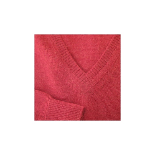 Pull alpaga homme rouge col V